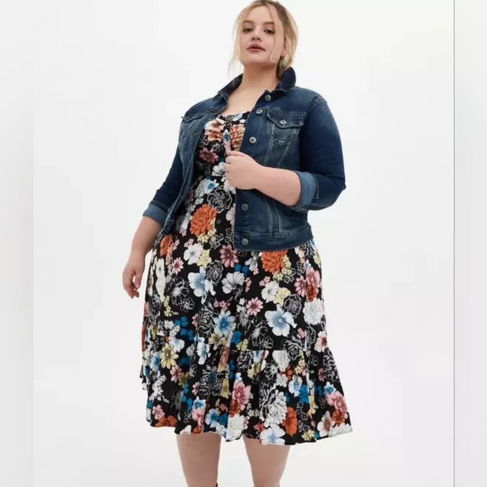 Torrid Midi Challis Button-Front Skater Dress - Picture 4 of 12